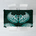 New Zealand Ta Moko Tablecloth Aotearoa Maori Chest Tattoo Turquoise