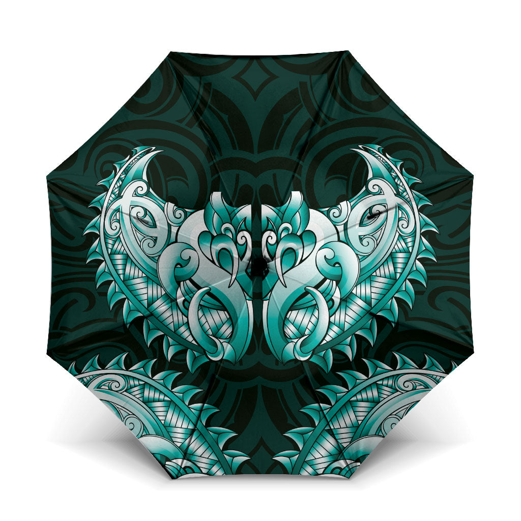 New Zealand Ta Moko Umbrella Aotearoa Maori Chest Tattoo Turquoise