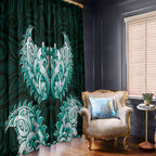 New Zealand Ta Moko Window Curtain Aotearoa Maori Chest Tattoo Turquoise