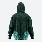 New Zealand Ta Moko Zip Hoodie Aotearoa Maori Chest Tattoo Turquoise