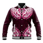 New Zealand Ta Moko Baseball Jacket Aotearoa Maori Chest Tattoo Pink