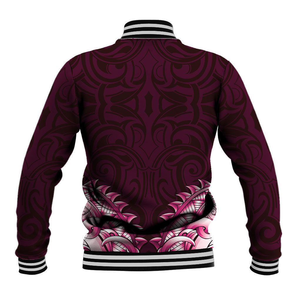 New Zealand Ta Moko Baseball Jacket Aotearoa Maori Chest Tattoo Pink