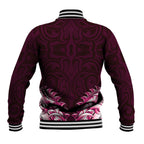 New Zealand Ta Moko Baseball Jacket Aotearoa Maori Chest Tattoo Pink
