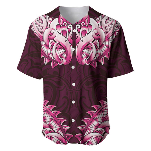 New Zealand Ta Moko Baseball Jersey Aotearoa Maori Chest Tattoo Pink