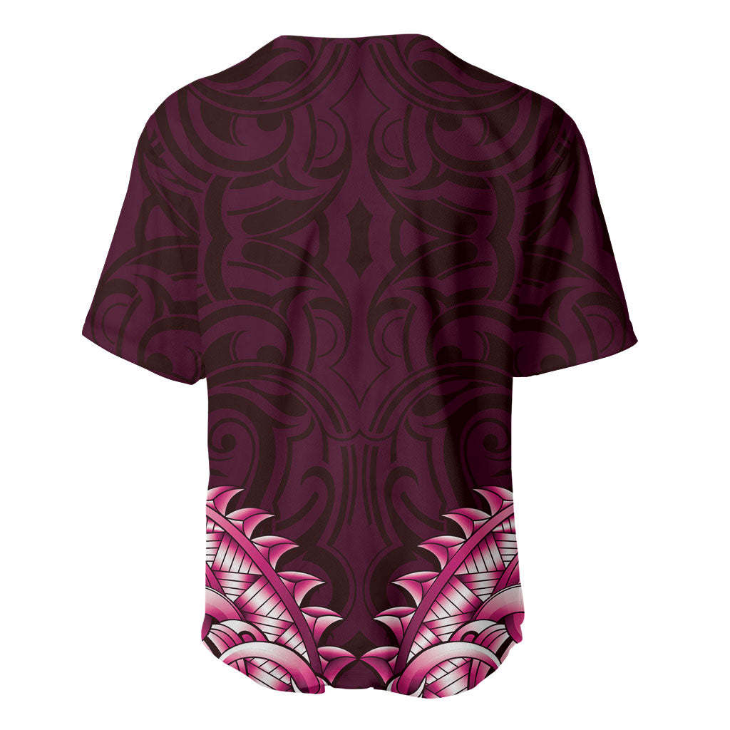 New Zealand Ta Moko Baseball Jersey Aotearoa Maori Chest Tattoo Pink