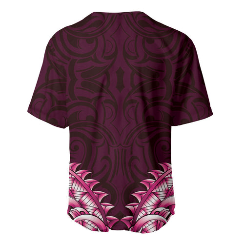 New Zealand Ta Moko Baseball Jersey Aotearoa Maori Chest Tattoo Pink