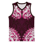 New Zealand Ta Moko Basketball Jersey Aotearoa Maori Chest Tattoo Pink