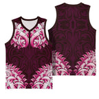 New Zealand Ta Moko Basketball Jersey Aotearoa Maori Chest Tattoo Pink