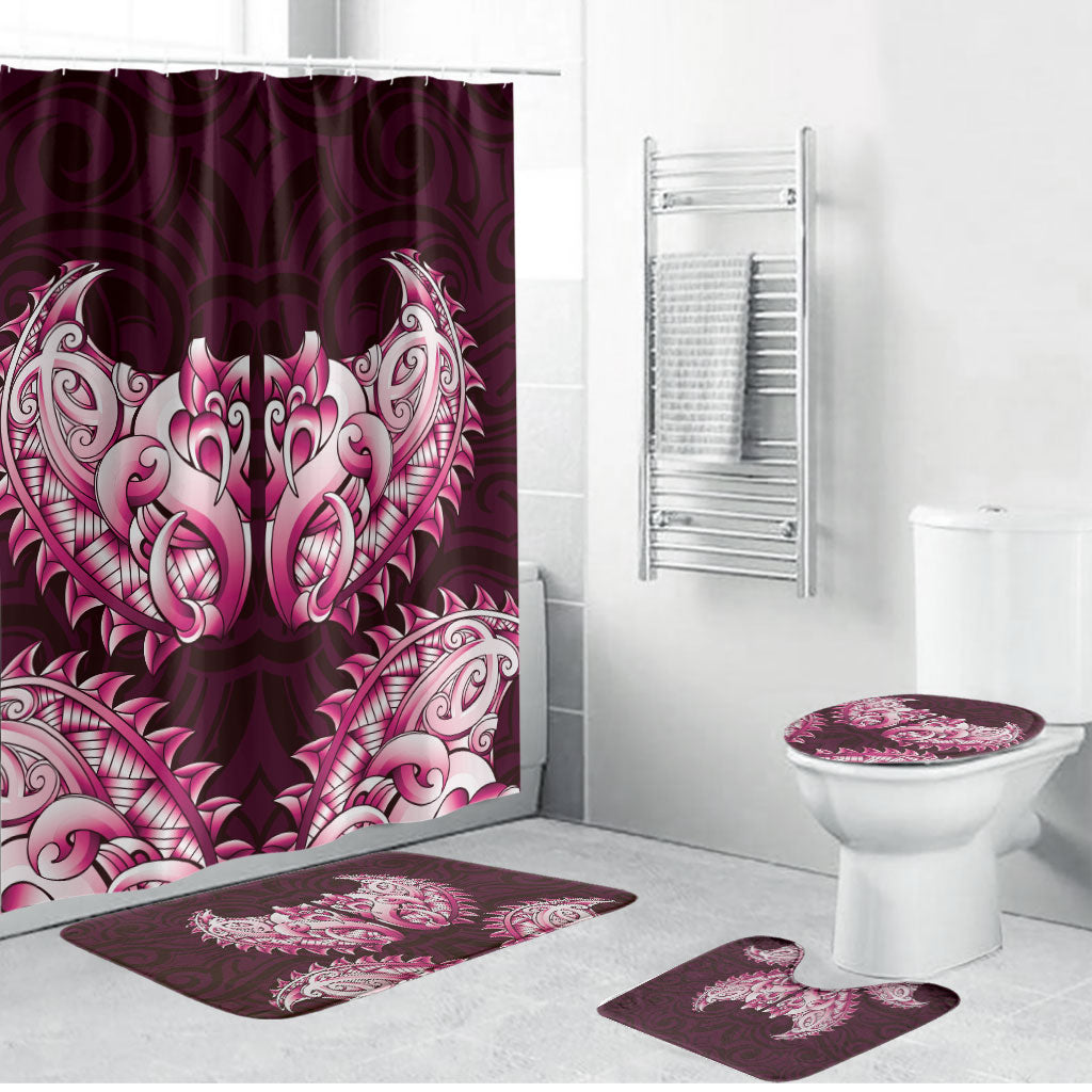 New Zealand Ta Moko Bathroom Set Aotearoa Maori Chest Tattoo Pink