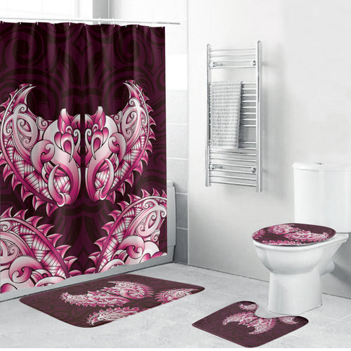 New Zealand Ta Moko Bathroom Set Aotearoa Maori Chest Tattoo Pink