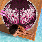 New Zealand Ta Moko Beach Blanket Aotearoa Maori Chest Tattoo Pink