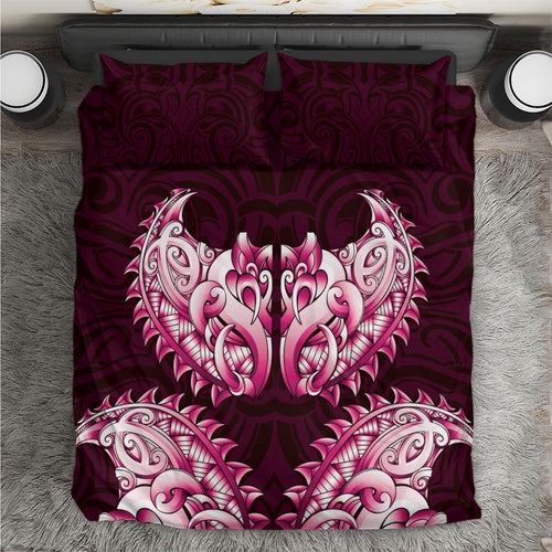 New Zealand Ta Moko Bedding Set Aotearoa Maori Chest Tattoo Pink