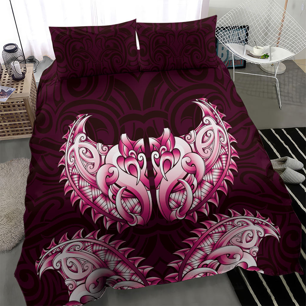 New Zealand Ta Moko Bedding Set Aotearoa Maori Chest Tattoo Pink
