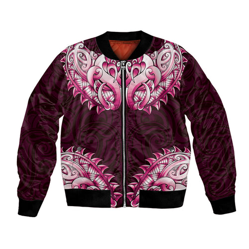 New Zealand Ta Moko Bomber Jacket Aotearoa Maori Chest Tattoo Pink