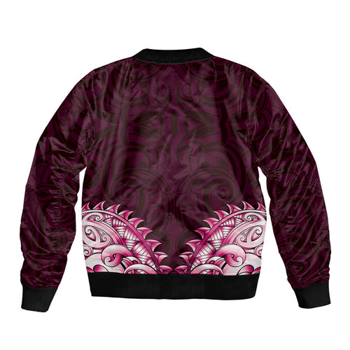 New Zealand Ta Moko Bomber Jacket Aotearoa Maori Chest Tattoo Pink