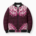 New Zealand Ta Moko Bomber Puffer Jacket Aotearoa Maori Chest Tattoo Pink