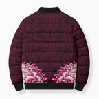 New Zealand Ta Moko Bomber Puffer Jacket Aotearoa Maori Chest Tattoo Pink
