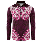 New Zealand Ta Moko Button Sweatshirt Aotearoa Maori Chest Tattoo Pink