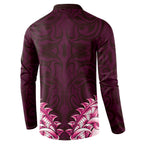 New Zealand Ta Moko Button Sweatshirt Aotearoa Maori Chest Tattoo Pink