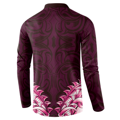 New Zealand Ta Moko Button Sweatshirt Aotearoa Maori Chest Tattoo Pink
