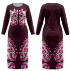 New Zealand Ta Moko Couples Matching Long Sleeve Bodycon Dress and Hawaiian Shirt Aotearoa Maori Chest Tattoo Pink