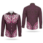 New Zealand Ta Moko Couples Matching Mermaid Dress and Long Sleeve Button Shirt Aotearoa Maori Chest Tattoo Pink