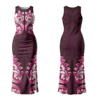 New Zealand Ta Moko Couples Matching Tank Maxi Dress and Hawaiian Shirt Aotearoa Maori Chest Tattoo Pink