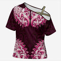 New Zealand Ta Moko Cross Shoulder Shirt Aotearoa Maori Chest Tattoo Pink