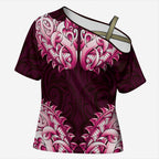 New Zealand Ta Moko Cross Shoulder Shirt Aotearoa Maori Chest Tattoo Pink