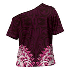 New Zealand Ta Moko Cross Shoulder Shirt Aotearoa Maori Chest Tattoo Pink