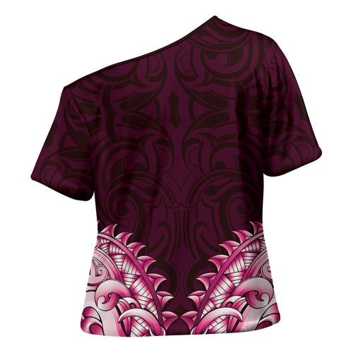 New Zealand Ta Moko Cross Shoulder Shirt Aotearoa Maori Chest Tattoo Pink
