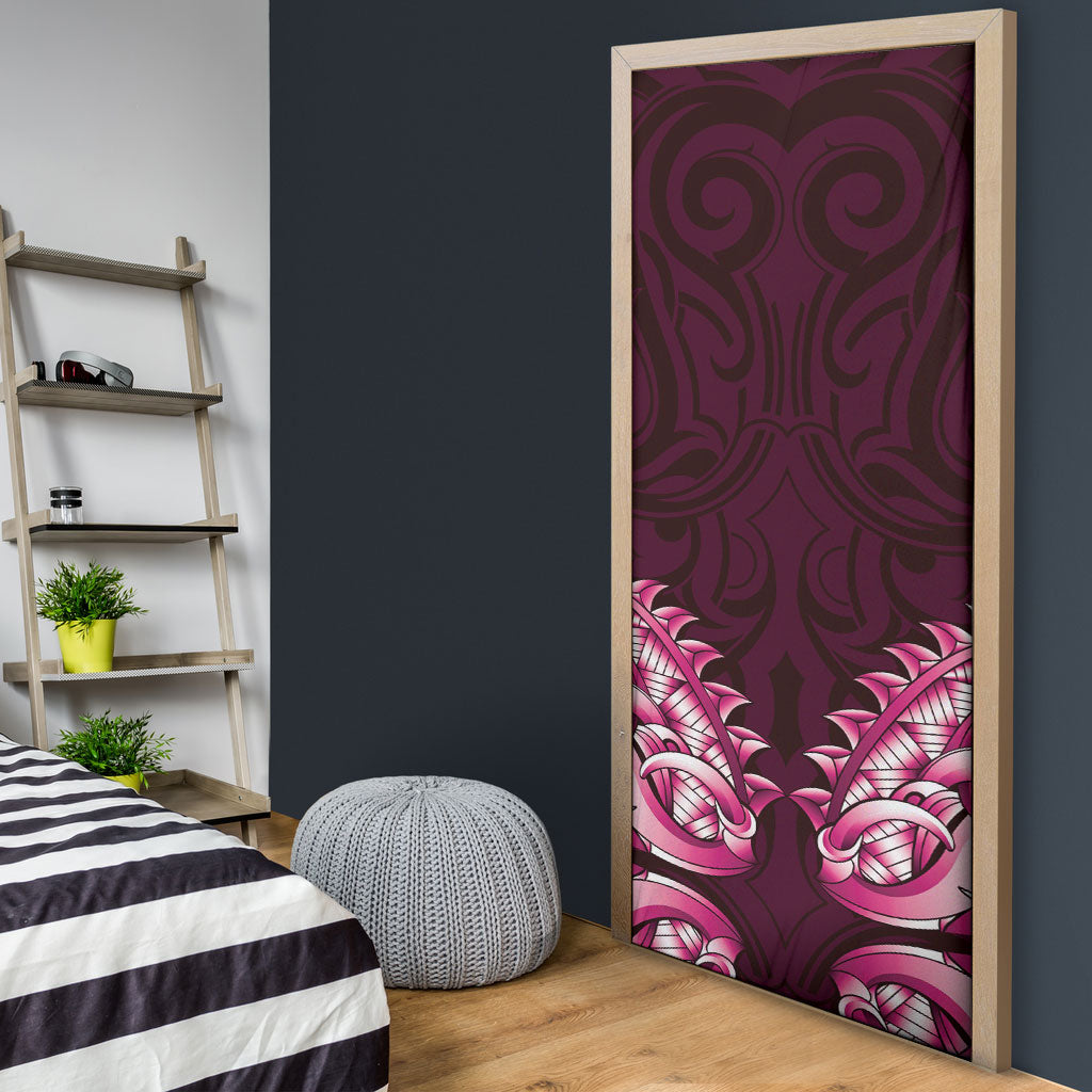 New Zealand Ta Moko Door Cover Aotearoa Maori Chest Tattoo Pink