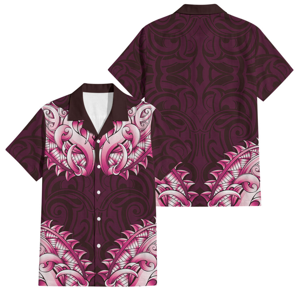 New Zealand Ta Moko Family Matching Mermaid Dress and Hawaiian Shirt Aotearoa Maori Chest Tattoo Pink