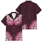 New Zealand Ta Moko Family Matching Puletasi and Hawaiian Shirt Aotearoa Maori Chest Tattoo Pink