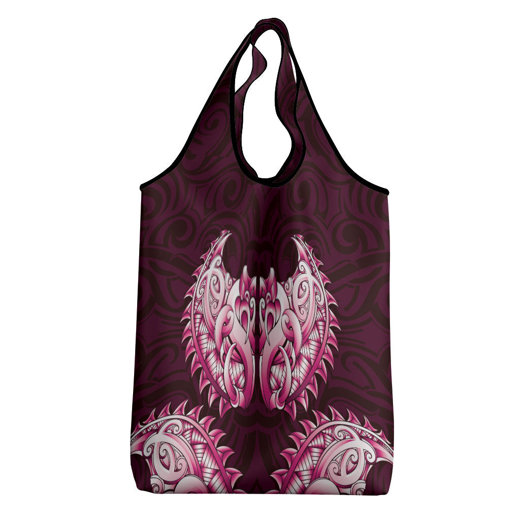 New Zealand Ta Moko Grocery Bag Aotearoa Maori Chest Tattoo Pink