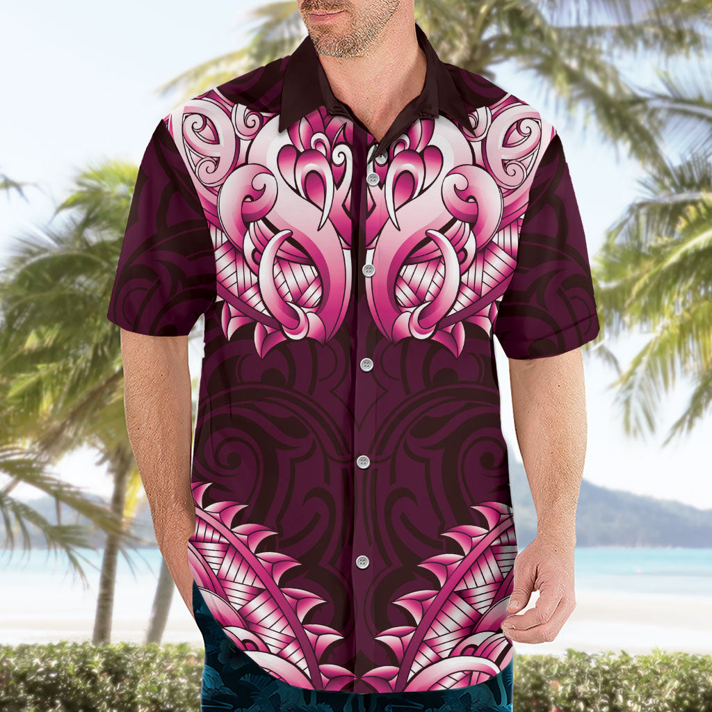 New Zealand Ta Moko Hawaiian Shirt Aotearoa Maori Chest Tattoo Pink
