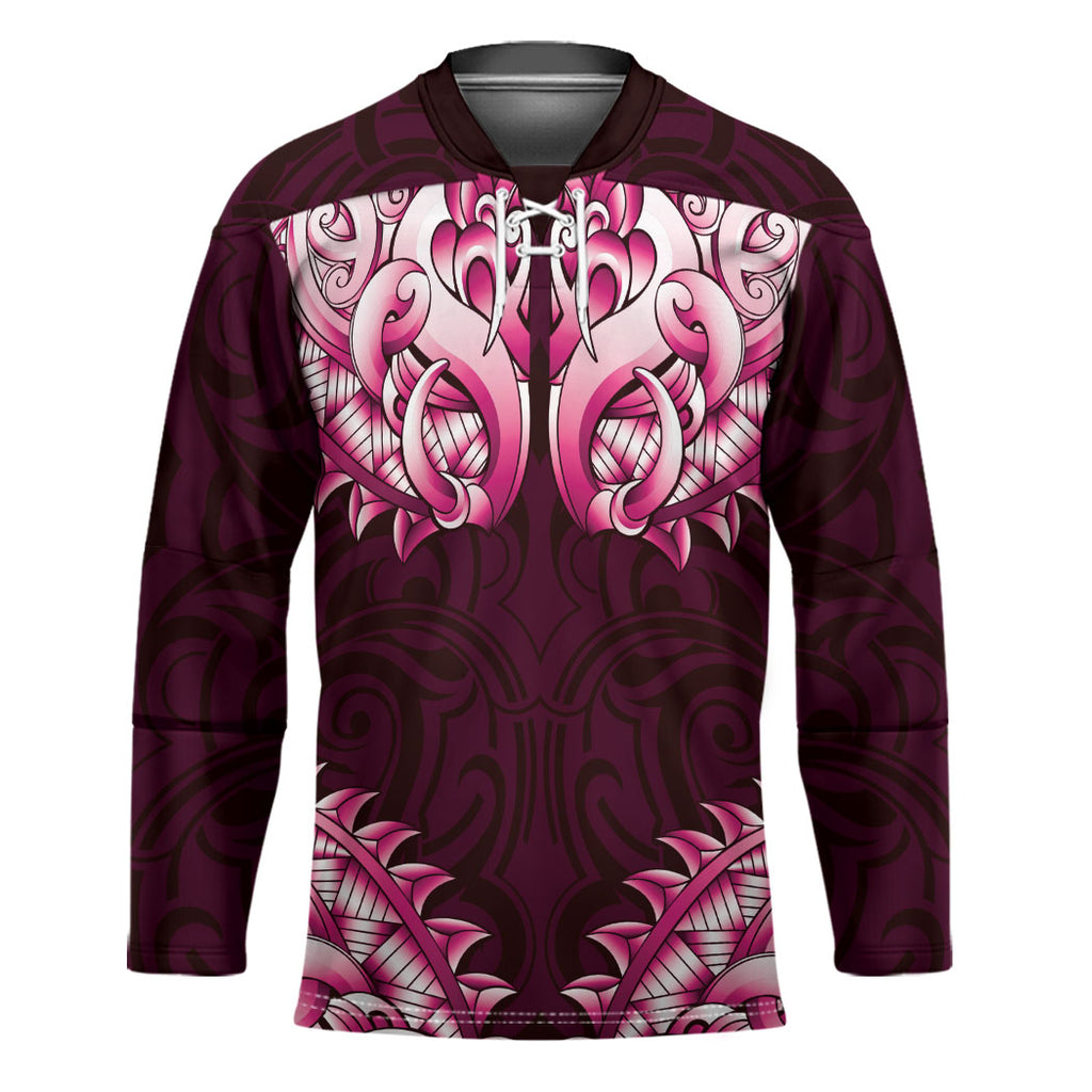 New Zealand Ta Moko Hockey Jersey Aotearoa Maori Chest Tattoo Pink