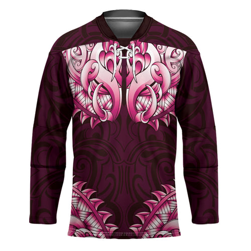 New Zealand Ta Moko Hockey Jersey Aotearoa Maori Chest Tattoo Pink