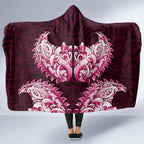 New Zealand Ta Moko Hooded Blanket Aotearoa Maori Chest Tattoo Pink