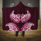 New Zealand Ta Moko Hooded Blanket Aotearoa Maori Chest Tattoo Pink