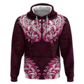 New Zealand Ta Moko Hoodie Aotearoa Maori Chest Tattoo Pink