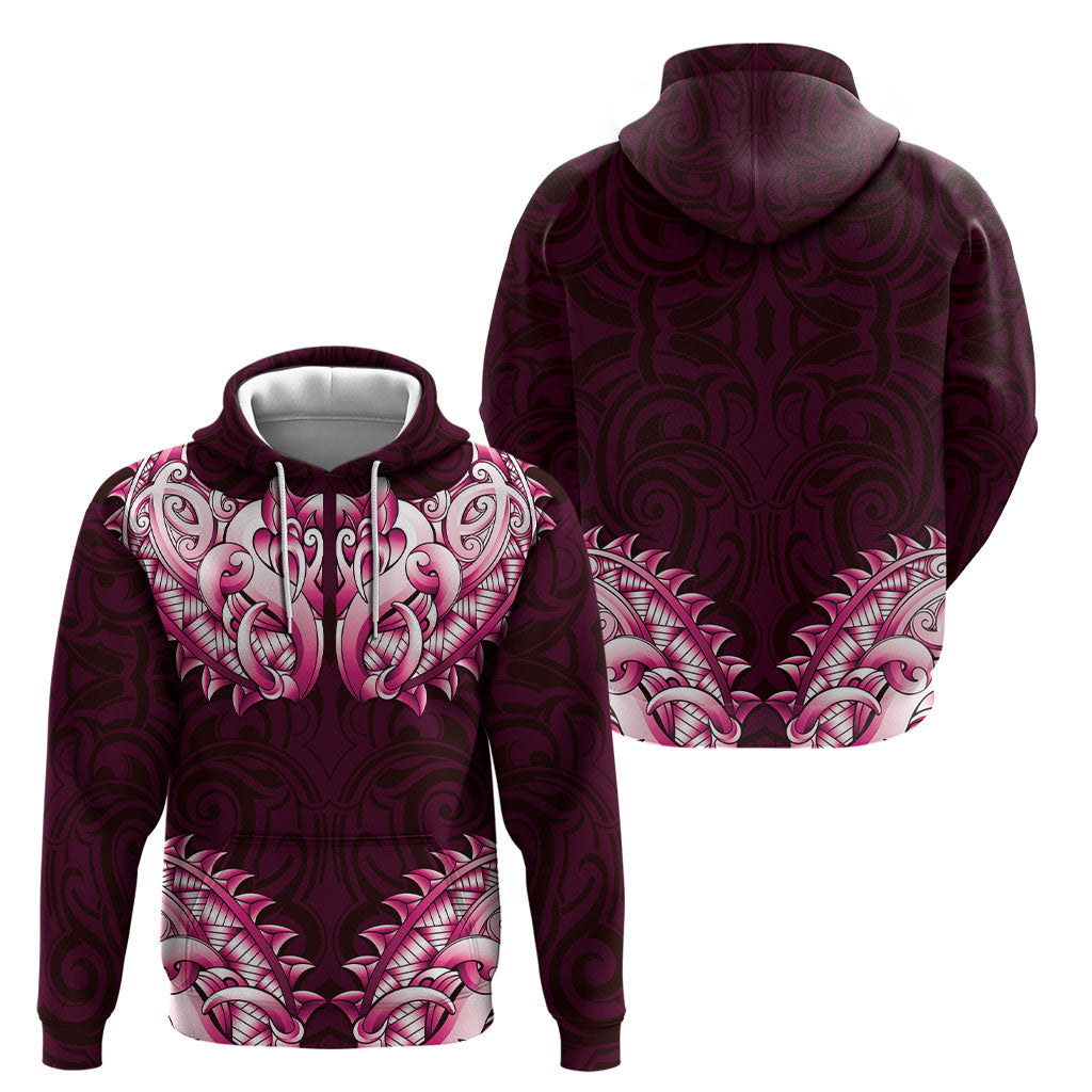New Zealand Ta Moko Hoodie Aotearoa Maori Chest Tattoo Pink