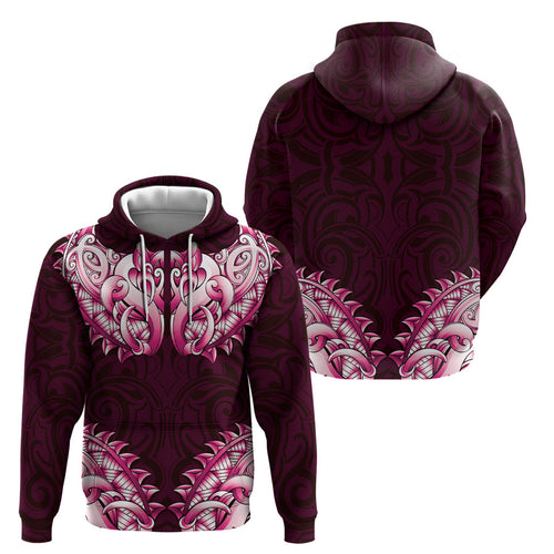 New Zealand Ta Moko Hoodie Aotearoa Maori Chest Tattoo Pink