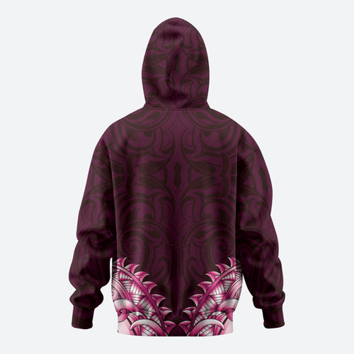 New Zealand Ta Moko Hoodie Aotearoa Maori Chest Tattoo Pink
