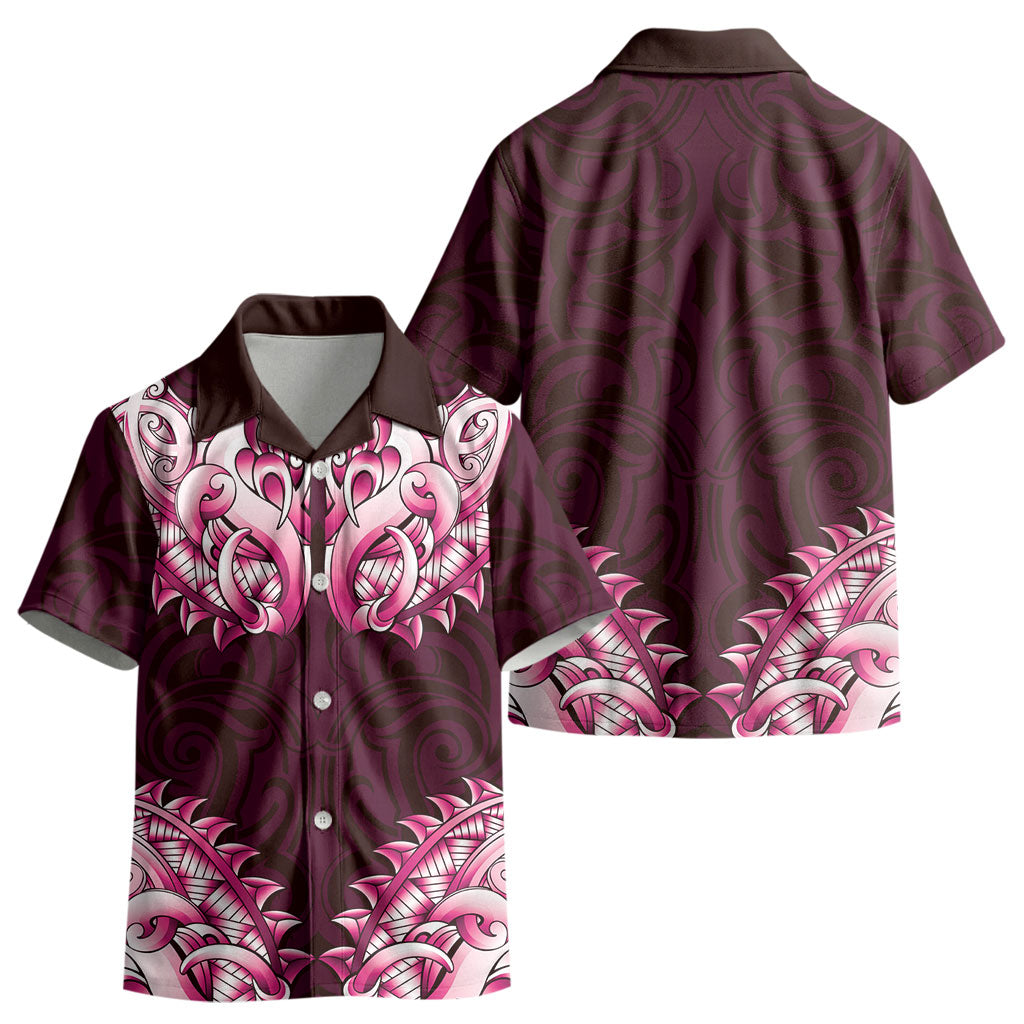 New Zealand Ta Moko Kid Hawaiian Shirt Aotearoa Maori Chest Tattoo Pink LT14
