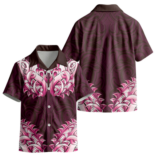 New Zealand Ta Moko Kid Hawaiian Shirt Aotearoa Maori Chest Tattoo Pink LT14