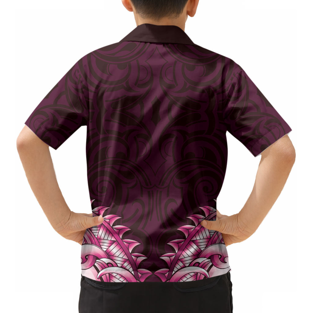 New Zealand Ta Moko Kid Hawaiian Shirt Aotearoa Maori Chest Tattoo Pink LT14