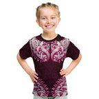New Zealand Ta Moko Kid T Shirt Aotearoa Maori Chest Tattoo Pink