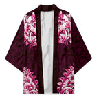 New Zealand Ta Moko Kimono Aotearoa Maori Chest Tattoo Pink