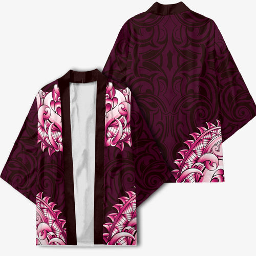 New Zealand Ta Moko Kimono Aotearoa Maori Chest Tattoo Pink